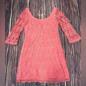 Woman’s Pink Lace Overly Dress Size 6 White House Black Market